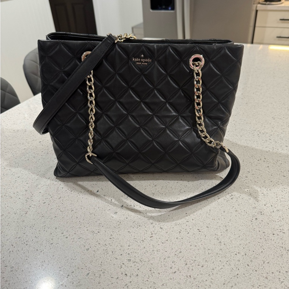 Kate Spade Black Quilted Shoulder Bag with Chain Straps